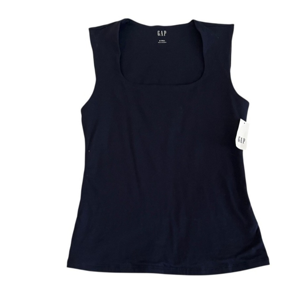 Gap Modern Tank Top Navy Blue Square Neck Sleeveless Small Tall Cotton Modal NEW